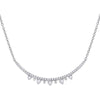 14kt White Gold Womens Round Diamond Modern Curved Bar Necklace 1/4 Cttw
