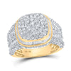 10kt Yellow Gold Mens Round Diamond Cushion Square Square Ring 3-3/4 Cttw