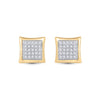 10kt Yellow Gold Round Diamond Kite Square Earrings 1/6 Cttw