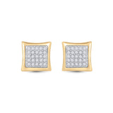 10kt Yellow Gold Round Diamond Kite Square Earrings 1/6 Cttw