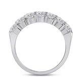 14kt White Gold Womens Round Diamond Single Row Comfort Wedding Band 1 Cttw