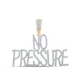 10kt Yellow Gold Mens Round Diamond No Pressure Phrase Charm Pendant 3/4 Cttw