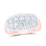 10kt Rose Gold Mens Round Diamond Cluster Band Ring 2 Cttw