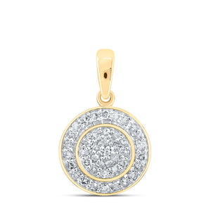 10kt Yellow Gold Womens Round Diamond Cluster Pendant 1/3 Cttw