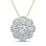 10kt Yellow Gold Womens Round Diamond Cluster Pendant 1/2 Cttw