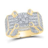 10kt Yellow Gold Mens Round Diamond Cluster Ring 2-5/8 Cttw