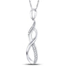 Sterling Silver Womens Round Diamond Vertical Infinity Pendant 1/20 Cttw