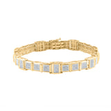 10kt Yellow Gold Mens Round Diamond Link Bracelet 1-3/8 Cttw