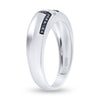 Sterling Silver Mens Round Blue Color Enhanced Diamond Wedding Band 1/5 Cttw