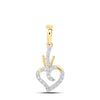 10kt Yellow Gold Womens Round Diamond Heart Pendant 1/4 Cttw