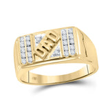 10kt Yellow Gold Mens Round Diamond Dad Father Ring 1/8 Cttw